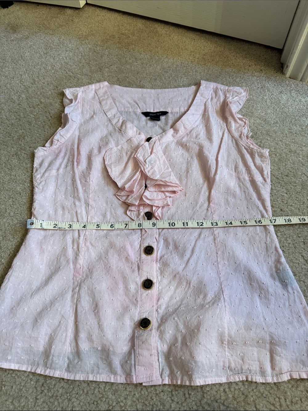 Light Pink Ruffled Button-Front Top - Size Large - Picture 9 of 10